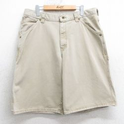 W36★古着 リー Lee ショート ペインター パンツ ショーツ メンズ 90年代 90s コットン USA製 ベージュ カーキ 25apr07 中古 ボトムス 短パン ショーパン