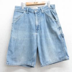 W32★古着 ギャップ　GAP ショート ペインター パンツ ショーツ メンズ 00年代 00s コットン 紺 ネイビー デニム 25apr07 中古 ボトムス 短パン ショーパン