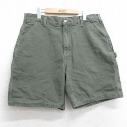 W36★古着 カーハート Carhartt ショート ペインター パンツ ショーツ メンズ ダック地 濃緑 グリーン 【spe】 25apr07 中古 ボトムス 短パン ショーパン