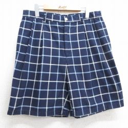 【50%OFF】W33★古着 ノーティカ NAUTICA ブランド ショート パンツ ショーツ メンズ 90年代 90s コットン 紺他 ネイビー チェック 25apr07 中古 ボトムス 短パン ショーパン ハーフ
