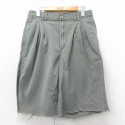 W30★古着 ショート パンツ ショーツ メンズ 80年代 80s コットン タロン 濃緑 グリーン 25apr07 中古 ボトムス 短パン ショーパン ハーフ