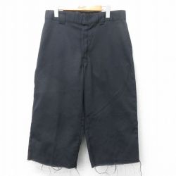 W34★古着 ディッキーズ Dickies ハーフ ワーク パンツ ショーツ メンズ ダブルニー 黒 ブラック 25apr07 中古 ボトムス 短パン ショーパン