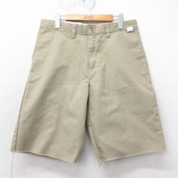 W33★古着 ディッキーズ Dickies ショート パンツ ショーツ メンズ ベージュ カーキ 25apr07 中古 ボトムス 短パン ショーパン ハーフ