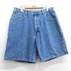 W33★古着 エディーバウアー ショート パンツ メンズ 00年代 00s コットン 紺 ネイビー デニム 【spe】 25apr07 中古 ボトムス 短パン ショーパン ハーフ