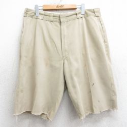 【20%OFF】W36★古着 ディッキーズ Dickies ショート ワーク パンツ メンズ 80年代 80s タロン ベージュ カーキ 【spe】 25apr07 中古 ボトムス 短パン ショーパン