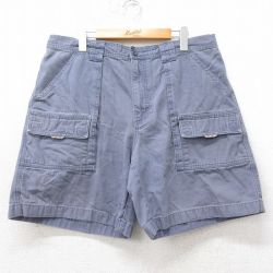 W36★古着 エルエルビーン LLBEAN ショート ブッシュ パンツ ショーツ メンズ 00年代 00s コットン 薄紺 ネイビー 【spe】 25apr07 中古 ボトムス 短パン ショーパン