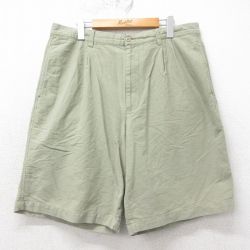 W36★古着 STRUCTURE ショート パンツ ショーツ メンズ コットン 薄緑 グリーン 25apr07 中古 ボトムス 短パン ショーパン ハーフ
