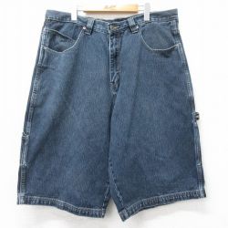 W39★古着 ROCAWEAR ハーフ ペインター パンツ ショーツ メンズ コットン 濃紺 ネイビー デニム 【spe】 25apr07 中古 ボトムス 短パン ショーパン