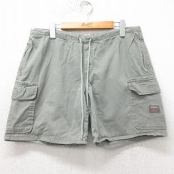 W29★古着 ユニオンベイ ショート イージー カーゴ パンツ ショーツ メンズ 00年代 00s コットン 薄緑系 グリーン 25apr07 中古 ボトムス 短パン ショーパン