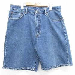 W37★古着 リーバイス Levis 550 ショート パンツ ショーツ メンズ コットン 紺 ネイビー デニム 25apr08 中古 ボトムス 短パン ショーパン ハーフ