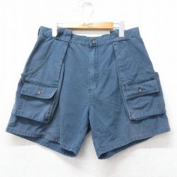 W33★古着 ショート ブッシュ パンツ ショーツ メンズ コットン 紺 ネイビー 25apr09 中古 ボトムス 短パン ショーパン