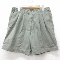 W34★古着 ショート パンツ ショーツ メンズ 00年代 00s コットン 緑系 グリーン 25apr09 中古 ボトムス 短パン ショーパン ハーフ