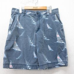 W33★古着 IZOD ショート パンツ ショーツ メンズ ヨット コットン 紺 ネイビー 25apr09 中古 ボトムス 短パン ショーパン ハーフ