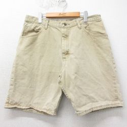 W37★古着 ラングラー Wrangler ショート パンツ ショーツ メンズ コットン ベージュ カーキ デニム 25apr09 中古 ボトムス 短パン ショーパン ハーフ