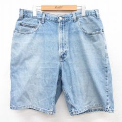 W36★古着 オールドネイビー OLD NAVY ショート パンツ ショーツ メンズ 00年代 00s コットン 紺 ネイビー デニム 25apr09 中古 ボトムス 短パン ショーパン ハーフ