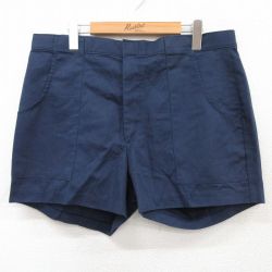 W36★古着 ショート ベイカー パンツ ショーツ メンズ 80年代 80s タロン 紺 ネイビー 25apr09 中古 ボトムス 短パン ショーパン