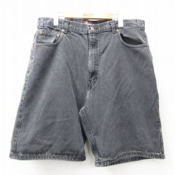 W38★古着 アリゾナジーンズ ショート パンツ ショーツ メンズ 00年代 00s コットン 黒 ブラック デニム 25apr09 中古 ボトムス 短パン ショーパン ハーフ