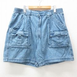 W36★古着 セントジョンズベイ ショート ブッシュ パンツ ショーツ メンズ コットン 紺 ネイビー デニム 【spe】 25apr09 中古 ボトムス 短パン ショーパン