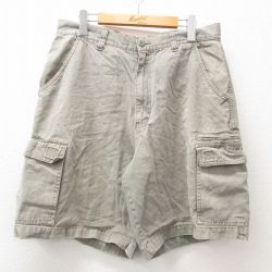 【50%OFF】W34★古着 ルート66 ショート カーゴ パンツ ショーツ メンズ 00年代 00s 緑系 グリーン 25apr09 中古 ボトムス 短パン ショーパン