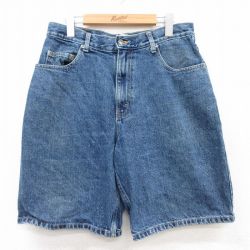W33★古着 アリゾナジーンズ ショート パンツ ショーツ メンズ コットン 紺 ネイビー デニム 25apr10 中古 ボトムス 短パン ショーパン ハーフ
