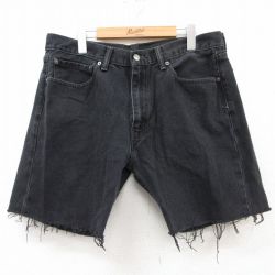 W36★古着 リーバイス Levis 505 ショート パンツ ショーツ メンズ コットン 黒 ブラック デニム 25apr10 中古 ボトムス 短パン ショーパン ハーフ