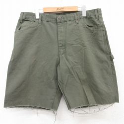 W38★古着 ディッキーズ Dickies ショート ペインター パンツ ショーツ メンズ ダック地 コットン 濃緑 グリーン 25apr11 中古 ボトムス 短パン ショーパン