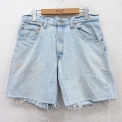 【50%OFF】W33★古着 リーバイス Levis 560 ショート パンツ ショーツ メンズ 90年代 90s テーパード コットン USA製 薄紺 ネイビー デニム 【spe】 25apr11 中古 ボトムス 短パン ショーパン ハーフ