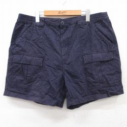 W39★古着 ショート ブッシュ パンツ ショーツ メンズ 大きいサイズ コットン 紺 ネイビー 25apr11 中古 ボトムス 短パン ショーパン