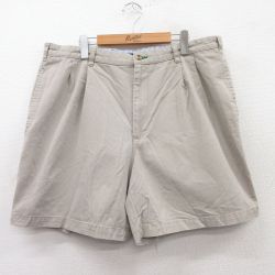 W39★古着 トミーヒルフィガー TOMMY HILFIGER ブランド ショート チノ パンツ チノパン ショーツ メンズ ワンポイントロゴ 大きいサイズ コットン ベージュ カーキ 25apr11 中古 ボトムス 短パン ショーパン