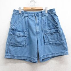 W37★古着 セントジョンズベイ ショート ブッシュ パンツ ショーツ メンズ コットン 紺 ネイビー デニム 25apr11 中古 ボトムス 短パン ショーパン