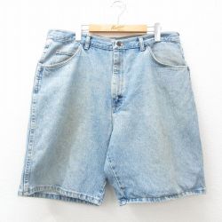 【50%OFF】W38★古着 ラングラー Wrangler ショート パンツ ショーツ メンズ 00年代 00s 紺 ネイビー デニム 25apr14 中古 ボトムス 短パン ショーパン ハーフ