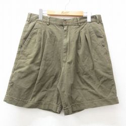 W33★古着 ショート パンツ ショーツ メンズ コットン 緑 グリーン 25apr14 中古 ボトムス 短パン ショーパン ハーフ