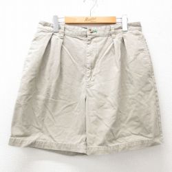 W32★古着 トミーヒルフィガー TOMMY HILFIGER ブランド ショート パンツ ショーツ メンズ 90年代 90s コットン ベージュ カーキ 25apr14 中古 ボトムス 短パン ショーパン ハーフ