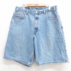 W34★古着 リーバイス Levis 560 ショート パンツ ショーツ メンズ 00年代 00s 薄紺 ネイビー デニム 25apr16 中古 ボトムス 短パン ショーパン ハーフ