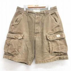 W34★古着 アメリカンイーグル American Eagle ショート カーゴ パンツ ショーツ メンズ 00年代 00s コットン 薄茶系 ブラウン 25apr16 中古 ボトムス 短パン ショーパン