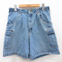 W31★古着 ショート カーゴ パンツ ショーツ メンズ 00年代 00s コットン 紺 ネイビー デニム 【spe】 25apr17 中古 ボトムス 短パン ショーパン