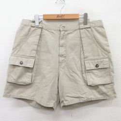 W37★古着 ショート ブッシュ パンツ ショーツ メンズ コットン ベージュ カーキ 25apr17 中古 ボトムス 短パン ショーパン