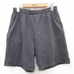 【50%OFF】W29★古着 ショート イージー パンツ ショーツ メンズ コットン USA製 黒 ブラック 25apr17 中古 ボトムス 短パン ショーパン