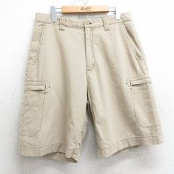 W33★古着 ショート カーゴ パンツ メンズ 00年代 00s ベージュ カーキ 25apr18 中古 ボトムス 短パン ショーパン