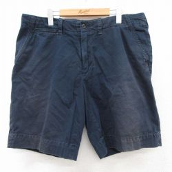 W35★古着 ラルフローレン Ralph Lauren ブランド ショート パンツ ショーツ メンズ 90年代 90s ワンポイントロゴ コットン 紺 ネイビー 25apr18 中古 ボトムス 短パン ショーパン ハーフ