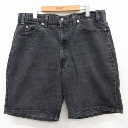 W38★古着 リーバイス Levis 550 ショート パンツ ショーツ メンズ 90年代 90s コットン USA製 黒 ブラック デニム 【spe】 25apr18 中古 ボトムス 短パン ショーパン ハーフ