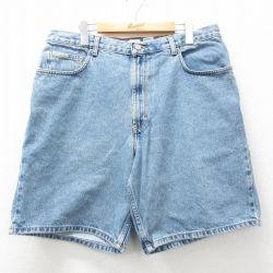 W36★古着 カルバンクライン Calvin Klein ショート パンツ ショーツ メンズ 00年代 00s 紺 ネイビー デニム 25apr19 中古 ボトムス 短パン ショーパン ハーフ