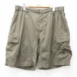 W38★古着 ノースフェイス THE NORTH FACE ショート ナイロン カーゴ パンツ ショーツ メンズ リップストップ 濃緑 グリーン 25apr19 中古 ボトムス 短パン ショーパン