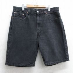 W38★古着 リーバイス Levis 505 ショート パンツ メンズ コットン 黒 ブラック デニム 25apr19 中古 ボトムス 短パン ショーパン ハーフ