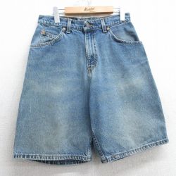 W29★古着 リーバイス Levis 565 ショート パンツ メンズ 90年代 90s ヒゲ コットン USA製 紺 ネイビー デニム 【spe】 25apr19 中古 ボトムス 短パン ショーパン ハーフ