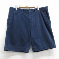 W36★古着 ラルフローレン Ralph Lauren ブランド ショート チノ パンツ チノパン メンズ 90年代 90s ワンポイントロゴ コットン 紺 ネイビー 25apr19 中古 ボトムス 短パン ショーパン