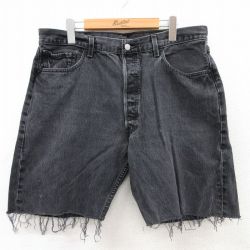 【50%OFF】W37★古着 リーバイス Levis 501 ショート パンツ ショーツ メンズ 00年代 00s コットン 黒 ブラック デニム 【spe】 25apr23 中古 ボトムス 短パン ショーパン ハーフ