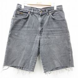 【50%OFF】W32★古着 HIS ショート パンツ ショーツ メンズ 90年代 90s ヒゲ コットン USA製 黒 ブラック デニム 【spe】 25apr25 中古 ボトムス 短パン ショーパン ハーフ