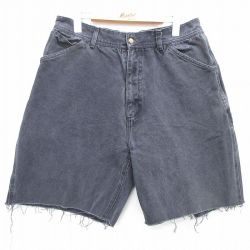 W33★古着 ショート ペインター パンツ ショーツ メンズ ダック地 コットン 黒 ブラック デニム 25apr26 中古 ボトムス 短パン ショーパン