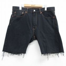 W37★古着 リーバイス Levis ショート パンツ ショーツ メンズ コットン 黒 ブラック 25apr26 中古 ボトムス 短パン ショーパン ハーフ